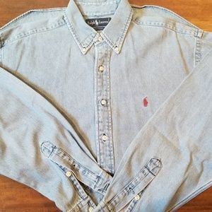 Men's long sleeve denim button up